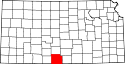 Mapa de Kansas con el Barber resaltado