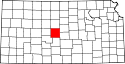 Mapa de Kansas con el Barton resaltado