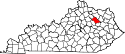 Mapa de Kentucky con el Condado de Bath resaltado
