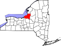 Mapa de Nueva York con el Condado de Oswego resaltado