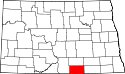 Mapa de Dakota del Norte con el Condado de McIntosh resaltado
