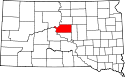Mapa de Dakota del Sur con el Condado de Sully resaltado
