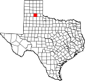 Mapa de Texas con el Condado de Briscoe resaltado