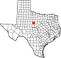 Mapa de Texas con el Condado de Callahan resaltado
