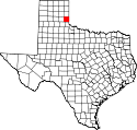 Mapa de Texas con el Condado de Collingsworth resaltado
