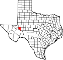 Mapa de Texas con el Crane County resaltado