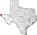 Mapa de Texas con el Condado de El Paso resaltado
