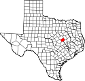 Mapa de Texas con el Falls County resaltado
