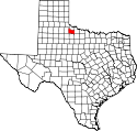 Mapa de Texas con el Condado de Foard resaltado