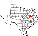 Mapa de Texas con el Condado de Freestone resaltado