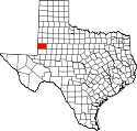 Mapa de Texas con el Condado de Gaines resaltado