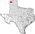 Mapa de Texas con el Condado de Hartley resaltado