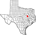 Mapa de Texas con el Limestone County resaltado
