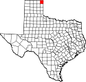 Mapa de Texas con el Condado de Lipscomb resaltado