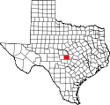Mapa de Texas con el Llano County resaltado