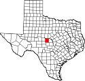 Mapa de Texas con el Condado de McCulloch resaltado