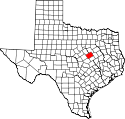 Mapa de Texas con el McLennan County resaltado