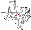 Mapa de Texas con el Condado de Menard resaltado