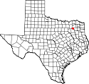 Mapa de Texas con el Condado de Rains resaltado