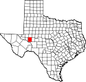 Mapa de Texas con el Condado de Upton resaltado