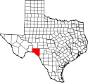 Mapa de Texas con el Condado de Val Verde resaltado