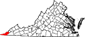 Mapa de Virginia con el Condado de Lee resaltado