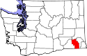 Mapa de Washington con el Condado de Columbia resaltado