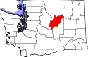 Mapa de Washington con el Condado de Douglas resaltado