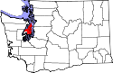 Mapa de Washington con el Condado de Kitsap resaltado