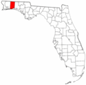Mapa de Florida con el Condado de Okaloosa resaltado