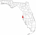 Mapa de Florida con el Condado de Pinellas resaltado