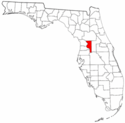 Mapa de Florida con el Condado de Sumter resaltado