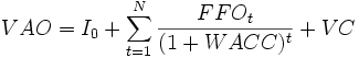  VAO = I_0 + \sum_{t=1}^N{\frac{FFO_t}{(1+WACC)^t}} + VC 