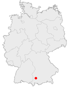 Deutschlandkarte, Position von Bad Wörishofen hervorgehoben