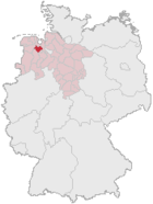 Deutschlandkarte, Position von Westerstede hervorgehoben
