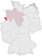 Lage des Landkreises Grafschaft Bentheim in Deutschland