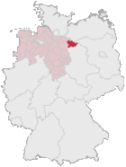 Lage des Landkreises Lüchow-Dannenberg in Deutschland