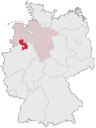 Lage des Landkreises Osnabrück in Deutschland
