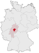 Lage des Vogelsbergkreises in Deutschland