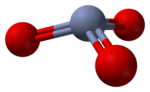 Modelo de bolas y varillas de la la estructura del monómero CrO3 calculada por la teoría del funcional de la densidad.