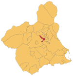 Localización de Campos del Río respecto de la Región de Murcia