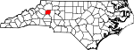 Mapa de Carolina del Norte con la ubicación del condado de Alexander
