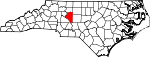 Mapa de Carolina del Norte con la ubicación del condado de Davidson