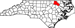 Mapa de Carolina del Norte con la ubicación del condado de Halifax