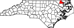 Mapa de Carolina del Norte con la ubicación del condado de Hertford