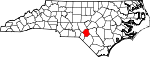 Mapa de Carolina del Norte con la ubicación del condado de Hoke
