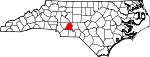 Mapa de Carolina del Norte con la ubicación del condado de Stanly