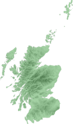 El punto negro indica la localización de Portpatrick en el mapa de Escocia