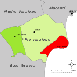 Localización de Santa Pola respecto a la comarca del Bajo Vinalopó