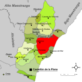 Localización de Cabanes respecto a la comarca de la Plana Alta